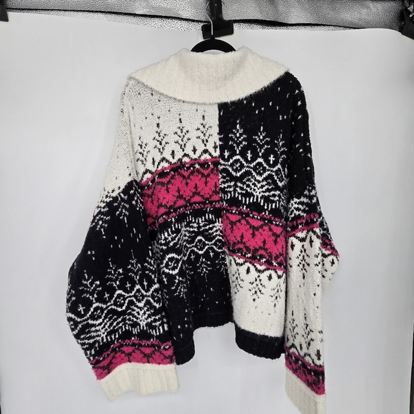 Pilcro V-Neck Fuzzy Printed Popover Sweater soft cozy Size 3X - Picture 3 of 10
